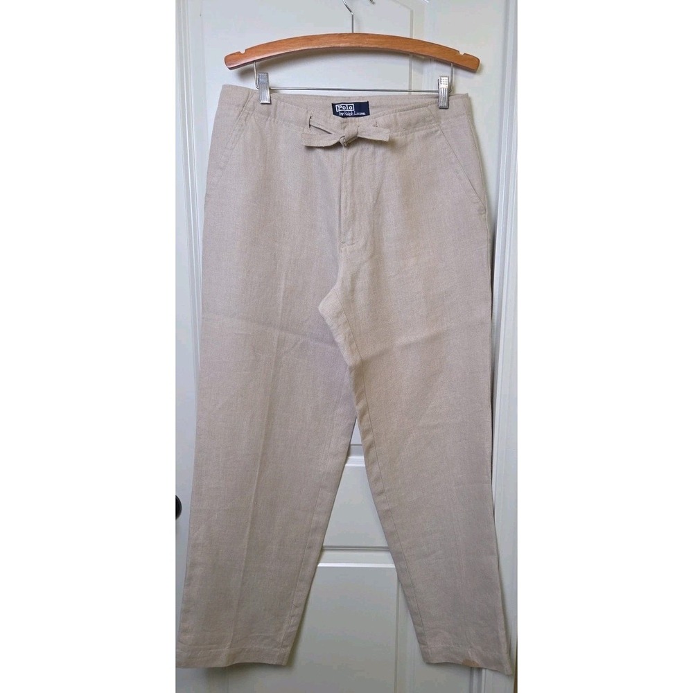 Vtg 90s Ralph Lauren Polo 100% Linen Resort High Rise Drawstring Pants Women S